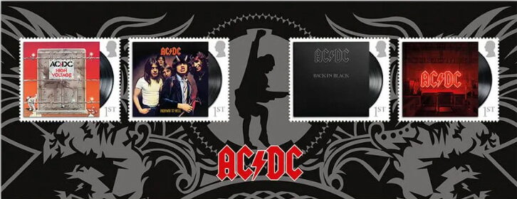 Souvenir Sheet, AC/DC Album Covers, United Kingdom of Great Britain & Northern Ireland,  , Famous People, Music, Musicians