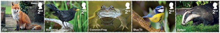 Se-tenant, Garden Wildlife, United Kingdom of Great Britain & Northern Ireland,  , Animals (Fauna), Bees, Birds, Hedgehogs, Mammals, Salamander, Snails and Slugs