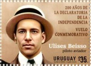 Stamp, Ulisses Beisso, Pilot of 1924 Flight, Uruguay,  , Famous People, Pilots
