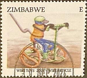 Stamp, Wire Motorcycle, Zimbabwe,  , Toys