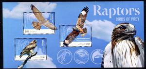 Souvenir Sheet, Raptors : Birds of Prey, Australia,  , Animals (Fauna), Birds, Birds of Prey, Eagles, Falcons
