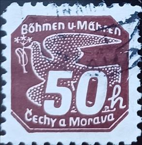 Stamp, Stylized dove, Bohemia and Moravia,  , Animals (Fauna), Birds, Peace Doves, Pigeons, Stylized Animals
