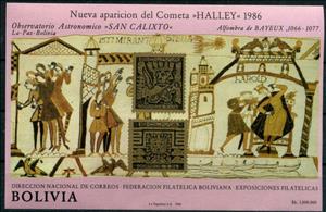 Souvenir Sheet, Halley's Comet, Bolivia,  , Outer Space, Textile