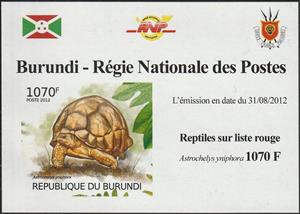 Souvenir Sheet, Astrochelys yniphora, Burundi,  , Animals (Fauna), Reptiles