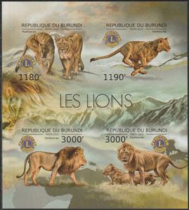 Mini Sheet, Lion (Panthera leo), Burundi,  , Animals (Fauna), Лев, Lions (Org.), Mammals, Wild Cats