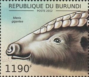 Stamp, Manis gigantea, Burundi,  , Animals (Fauna), Martens (mammal)