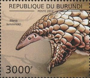 Stamp, Manis temminckii, Burundi,  , Animals (Fauna), Martens (mammal)