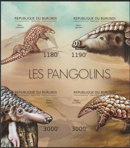 Mini Sheet, Pangolins, Burundi,  , Animals (Fauna), Martens (mammal)