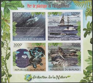 Mini Sheet, Pollution: Plastic in the Oceans, Burundi,  , Animals (Fauna), Environment Protection, Sea Life