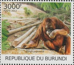 Stamp, Pongo pygmaeus, Burundi,  , Environment Protection, Forestry, Rainforest
