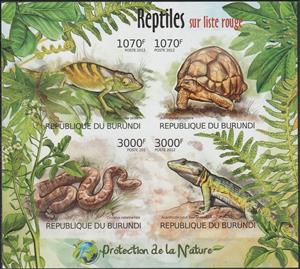 Mini Sheet, Reptiles Red List, Burundi,  , Animals (Fauna), Reptiles