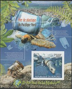 Souvenir Sheet, Sea Lion (Zalophus Californianus) Ensnared in Net, Burundi,  , Animals (Fauna), Environment Protection, Sea Life, Seals (Animals)