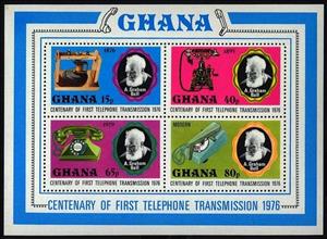 Souvenir Sheet, Sheet of 4, Ghana,  , Telephones