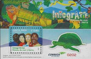 Souvenir Sheet, IntegrArte Artist Collective, Costa Rica,  , Animals (Fauna), Art, Artists, Reptiles, Turtles