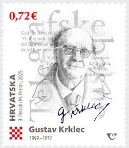 Stamp, Gustav Krklec, Poet, Croatia,  , Authors, Famous People, Literary People (Poets and Writers), Literature, Men