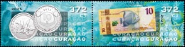 10 cent Coin and 10 Guilder Banknote