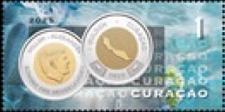 Stamp, 2 Guilder Coin, Curaçao,  , Coins
