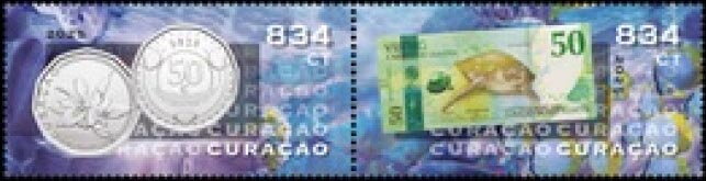 50 Cent Coin and 50 Guilder Banknote