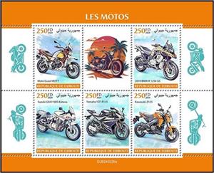 Mini Sheet, Motorcycles, Djibouti,  , Motorcycles