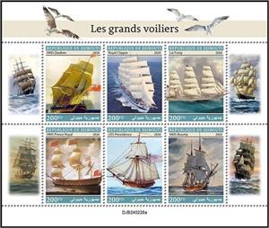 Mini Sheet, Sailing Ships, Djibouti,  , Sailing Ships