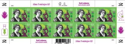 Full Pane, Alma Tominga, Botanist, Estonia,  , Botanists, Famous People, Microscopes, Plants (Flora), Women