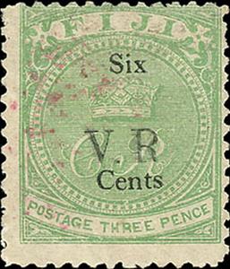 Stamp, Additional OPT in Black, Fiji,  , Crowns and Coronets, Monograms