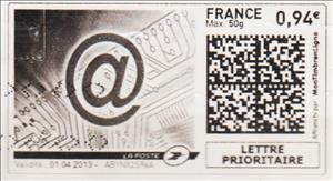 Stamp, @ At Symbol in black, France,  , Symbols