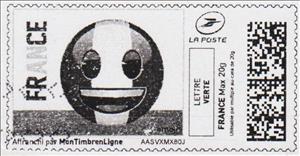 Stamp, France Football Emoji in black, France,  , Cartoons, Flags, Football (Soccer), Sports