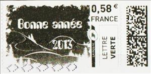 Stamp, New Year. Bonne Annee 2013. black, France,  , New Year