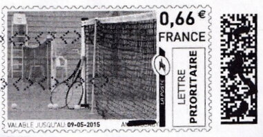 Stamp, Tennis Net and Rackets in black, France,  , Sports, Tennis
