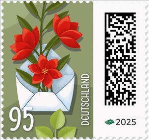 Stamp, Flowers in a Letter, Germany, Federal Republic,  , Flowers, Letters (Mail), Plants (Flora)