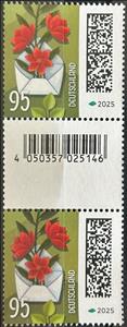 Gutter Pairs, Flowers in a Letter, Germany, Federal Republic,  , Flowers, Letters (Mail), Plants (Flora)