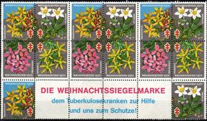 Full Pane, Christmas 1973, Germany, Federal Republic,  , Charity, Flowers, Plants (Flora), Tuberculosis / TBC