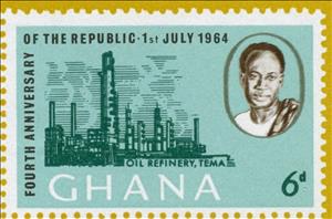 Stamp, Industrial Plants, Ghana,  , Anniversaries and Jubilees, Famous People, Heads of State, Industry, Petrochemical Industries, Politicians