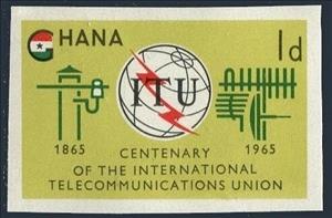 Stamp, ITU Emblem and Symbols, Ghana,  , Anniversaries and Jubilees, Seals (Emblems), Telecommunication, Telegraphy, U.I.T.