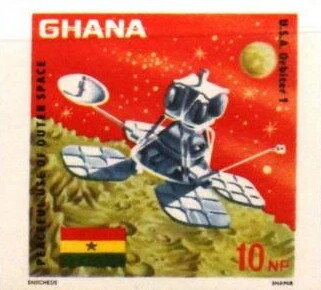 Stamp, Orbiter 1, Ghana,  , Celestial Bodies, Outer Space, Space Traveling, Космический корабли