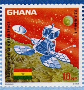 Stamp, Orbiter 1, Ghana,  , Celestial Bodies, Outer Space, Space Traveling, Космический корабли