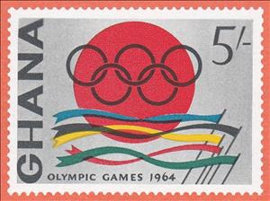 Stamp, Torchbearer, Ghana,  , Flags, Olympic Games, Sports