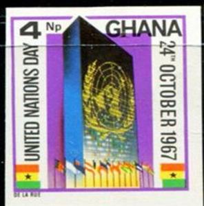 Stamp, UN Secretariat Building, Ghana,  , Buildings, Flags, U.N.O.