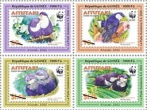 Se-tenant, Aitutaki - Blue Lorikeet (Vini peruviana), Guinea,  , Animals (Fauna), Birds