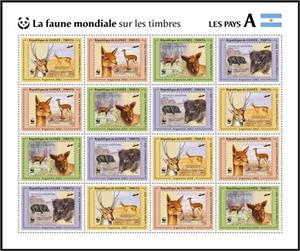 Full Pane, Argentina Pampas Deer/Vicugna//Southern Pudu/Chacoan Peccary, Guinea,  , Animals (Fauna), Birds, Mammals