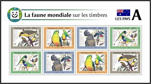 Mini Sheet, Australia - Birds, Guinea,  , Animals (Fauna), Birds, Parrots