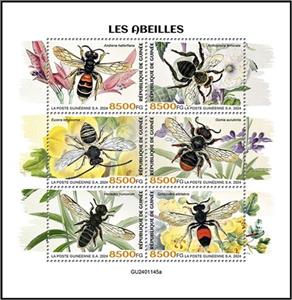 Mini Sheet, Bees, Guinea,  , Bees, Insects