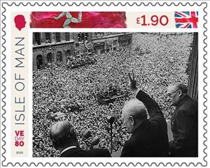 Stamp, End of World War II, 80 Years, Isle of Man,  , Famous People, Politicians, Second World War