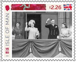 Stamp, End of World War II, 80 Years, Isle of Man,  , Famous People, Heads of State, Kings, Queens, Royalty, Second World War