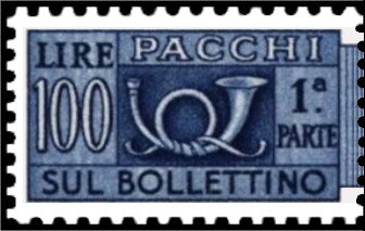Stamp, Post Horn - Wmk. stars I, laid paper - 1st parrt, Italy,  , Musical Instruments, Post Horns, Postal Services