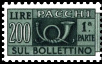 Stamp, Post Horn - Wmk. stars II 65° - 2nd issue - 1st part, Italy,  , Musical Instruments, Post Horns, Postal Services
