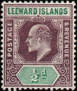 Stamp, King Edward VII (1841-1910), Leeward Islands,  , Crowns and Coronets, Famous People, Heads of State, Kings, Men, Royalty