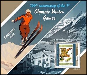 Souvenir Sheet, 100th Anniversary of the 1st Olympic Winter Games, Liberia,  , Anniversaries and Jubilees, Olympic Games