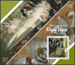 Souvenir Sheet, Edgar Degas (1834-1917), Liberia,  , Anniversaries and Jubilees, Painters